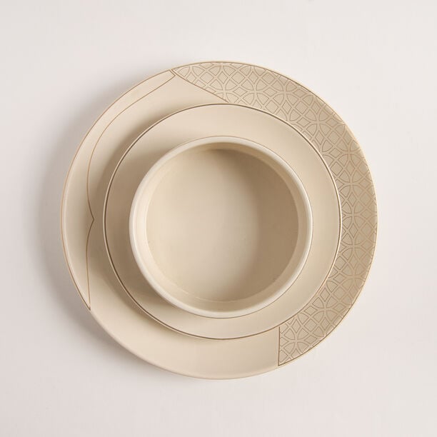 طقم عشاء بورسلان 18 قطعة باللون الكريمي من مجموعة قُرْب image number 1