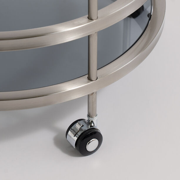 Homez metal two tier serving trolley 50*90cm, silver image number 3