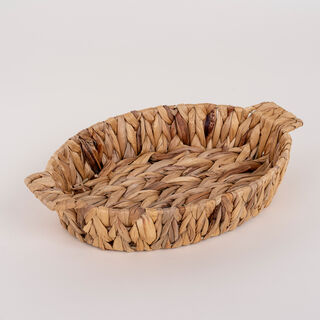 Porcelain Oval Dish With Rattan Basket