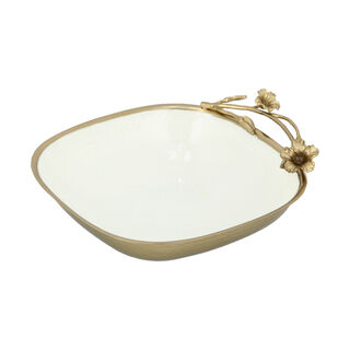 Oval Bowl White&Satin Gold