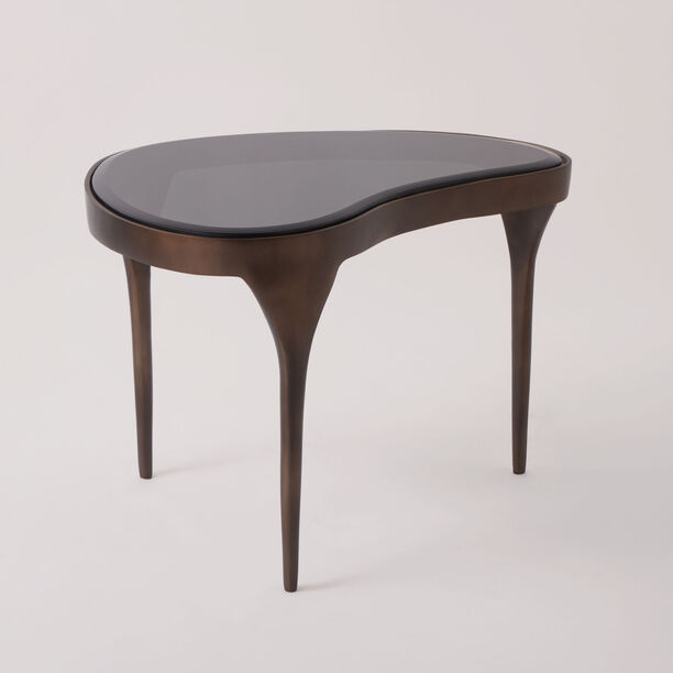 Homez metal side table metal with black glass 63*44*45 cm image number 0