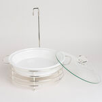 Round Food Warmer With Candle Stand Silver 12" image number 3