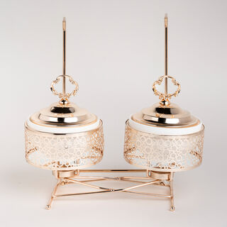 قطعتين طبق تقديم دائري مع سخّان 12 سم