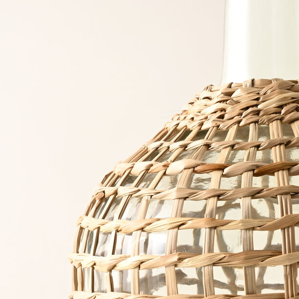 Homez glass vase with woven grass cover30*18.5*18.5cm image number 1