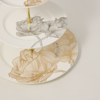 La Mesa Porcelain Cake Stand 3 Tiers Golden Garden