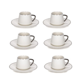Dallaty silver and white porcelain Turkish coffee cups set 12 pcs