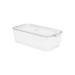 Alberto transparent acrylic fridge container with lid & inner basket 4L