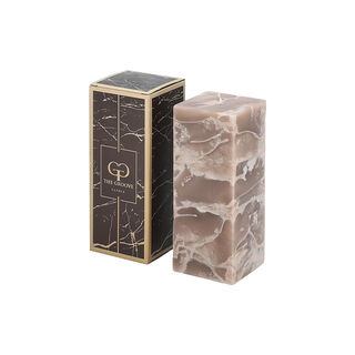 Marble Square Candle 8*8*20 cm Milky Brown