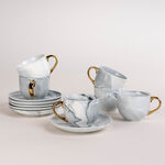 La Mesa Tea Cup & Saucer Set 12 Pieces Grey Marble With Gold image number 4
