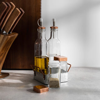 Alberto 4 Pieces Salad Cruet With Metal Stand