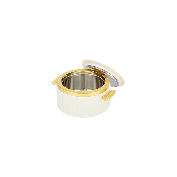 La Mesa matte off white & gold plastic food warmer 1L image number 2