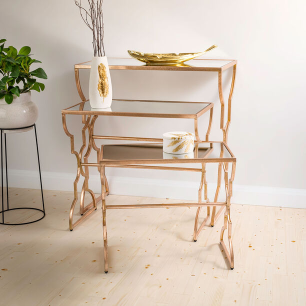Side Table Set Of 3 Metal Gold image number 0
