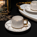 Dallaty white and gold porcelain Turkish coffee cups set 12 pcs image number 4