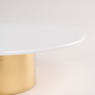 La Mesa white porcelain cake stand with gold base