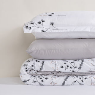 Cottage Microfiber King Comforter 6 Pcs Set, White/Grey, 230*250Cm