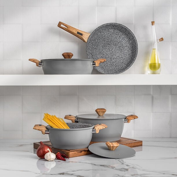 Alberto 7 piece grey granite cookware set image number 8