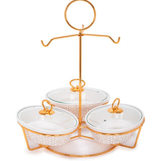 طقم أطباق تقديم مع سخّان 3 قطع