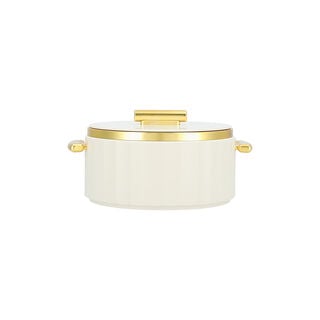 La Mesa matte off white & gold plastic food warmer 2L