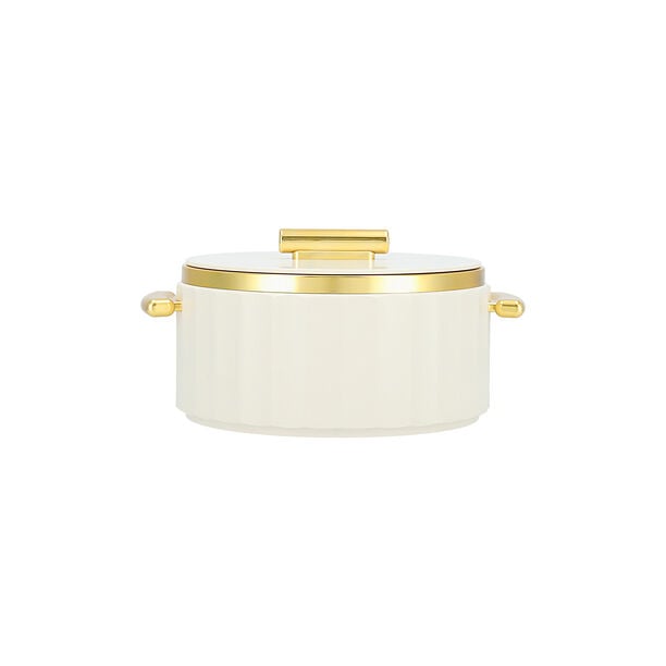 La Mesa matte off white & gold plastic food warmer 2L image number 0