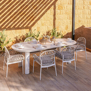 Homez 7 pcs diamond woven aluminum dining set, beige