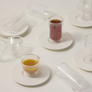 Dallaty white porcelain and glass Tea and coffee cups set 18 pcs