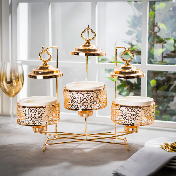 طبق تقديم دائري مع سخّان 3 قطع image number 6