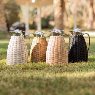 Dallaty Stainless Steel Vacuum Flask Rattan With Design Of Bamboo Grey 1L