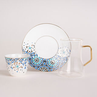21 Pcs Porcelain Tea And Coffee Set Mosaic Blue