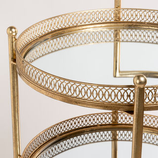 Serving Trolley 3 Tier Metal Gold Round Shape