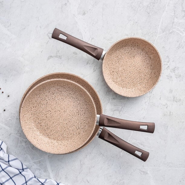 Alberto 3 piece brown granite frypan set 20/24/28 cm image number 0