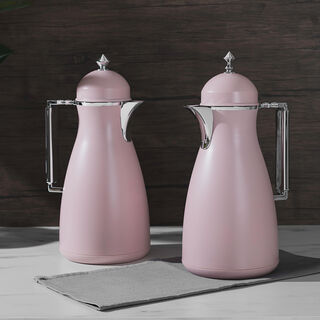 Dallaty 2 Pieces Plastic Vacuum Flask Koufaa Pink & Silver 1L