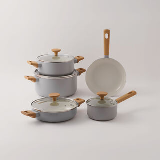 Alberto Aluminum 9Pcs Cookware Set, Grey