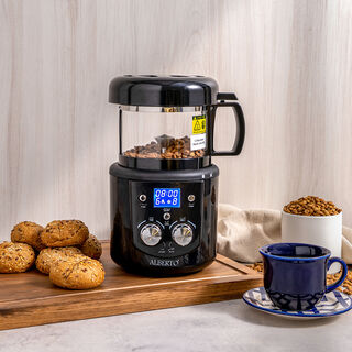 ألبرتو محمصة قهوة كهربائية أسود 1400 واط، 100 جرام