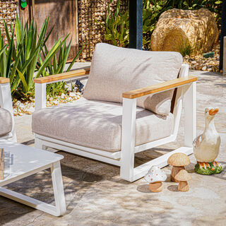 Homez outdoor aluminum sofa set 4pcs with coffee table, light beige