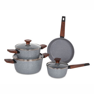 Alberto 7Pcs Non Stick Grey Cookware Set