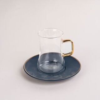 Arabic Tea and Coffec Set 18Pc Porcelain Mattglow Blue