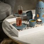 Dallaty blue porcelain and glass tea and Saudi coffee cups set 18 pcs image number 5