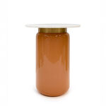 Homez glass side table with marble top, brown 55*48cm image number 0