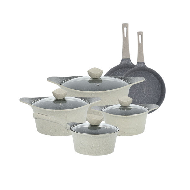 Alberto 10 piece granite cookware set cream color image number 4
