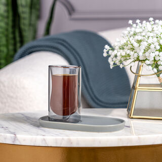 Dallaty grey and black glass and porcelain tea cups set 12 pcs
