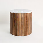 Homez side table wood and marble, 55*55*55cm image number 0
