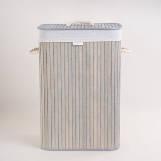 Cottage grey bamboo hamper 40*30*60 cm