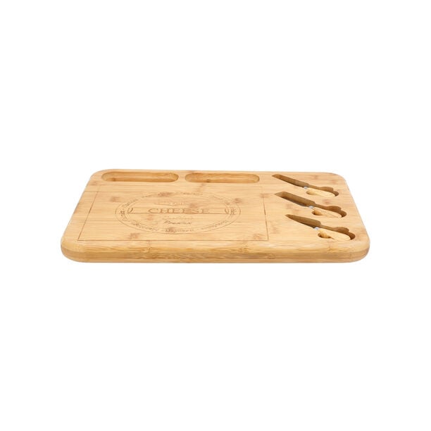 Alberto bamboo cutting board with 3 cheese knives 40*32*2.5 cm image number 2