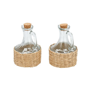 Alberto glass oil & vinegar with basket set 2pcs