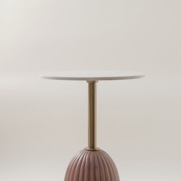 Homez marble side table 46*55cm, pink image number 1