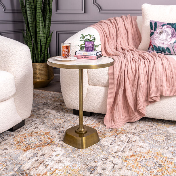 Metal And Marble Side Table 40*40*51 cm image number 0