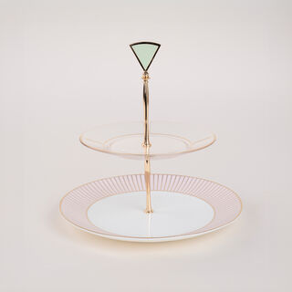 La Mesa pink porcelain/glass cake plate