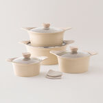 ألبرتو طقم قدور ألومنيوم 8 قطع، كريمي image number 0