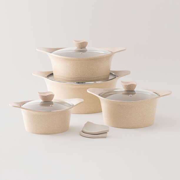 ألبرتو طقم قدور ألومنيوم 8 قطع، كريمي image number 0