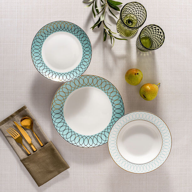 لا ميسا طقم عشاء بورسلان ذهبي/فيروزي 18 قطعة image number 5